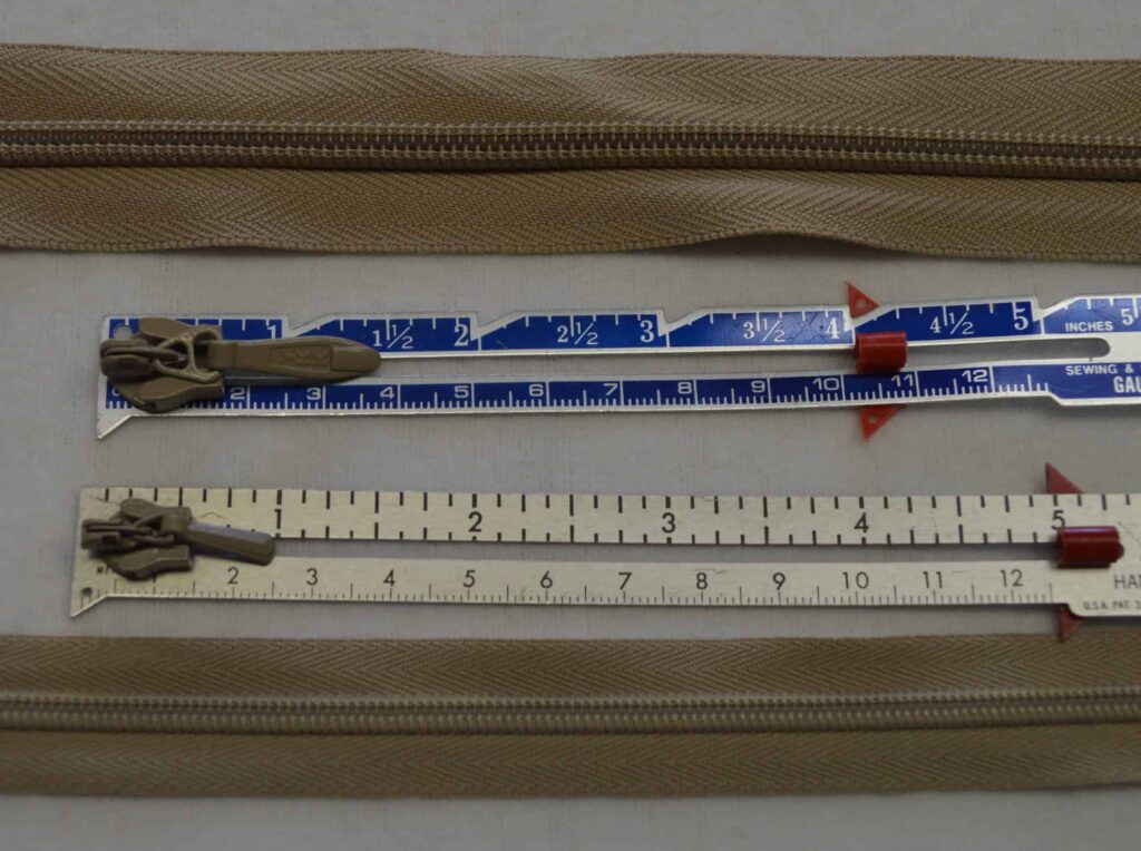 Size #5 and size #3 invisible zipper and invisible zipper pulls comparison