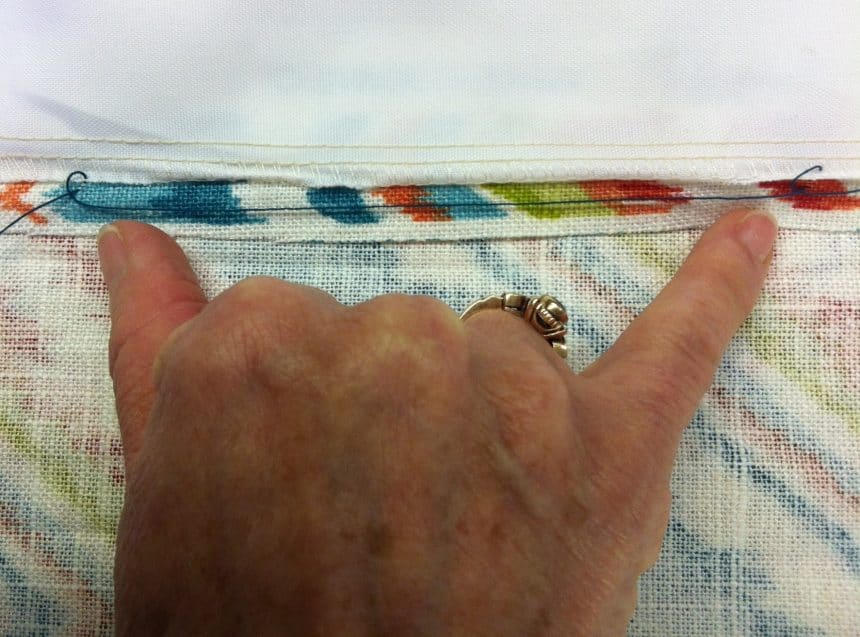 Interlock stitch An interlock stitch in drapery panel