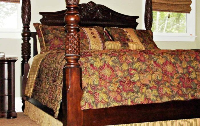 bed skirt attached under the bed rails