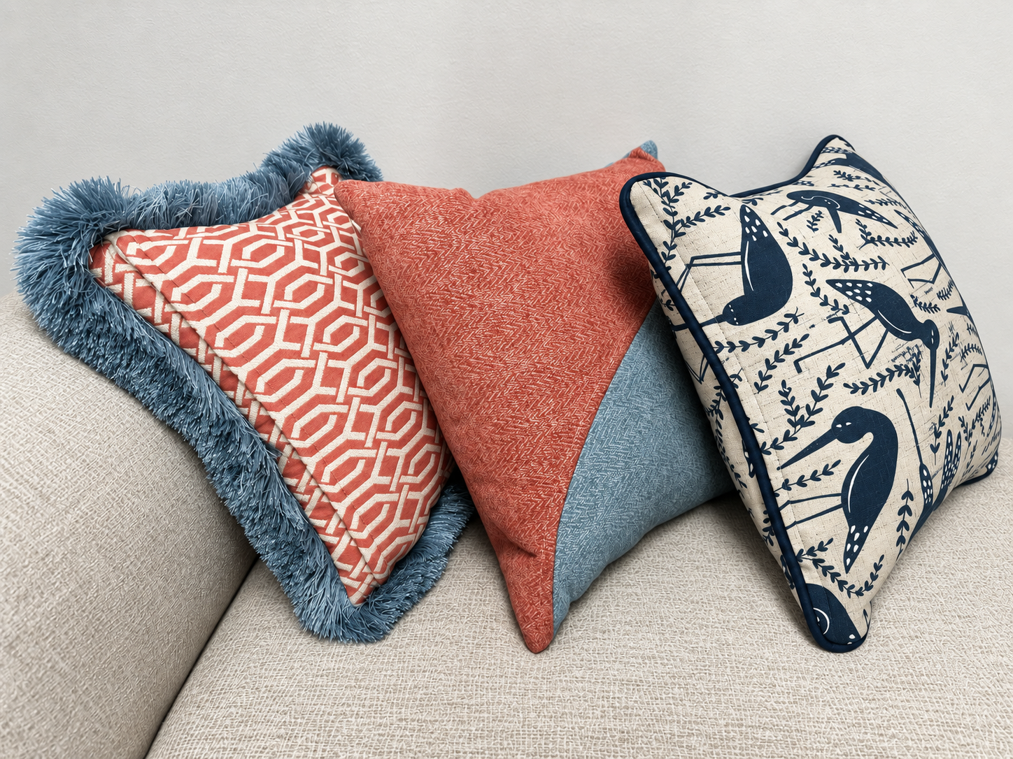 Coral and Blue Zipper Workshop Pillows Coral and Blue Zipper Workshop Pillows