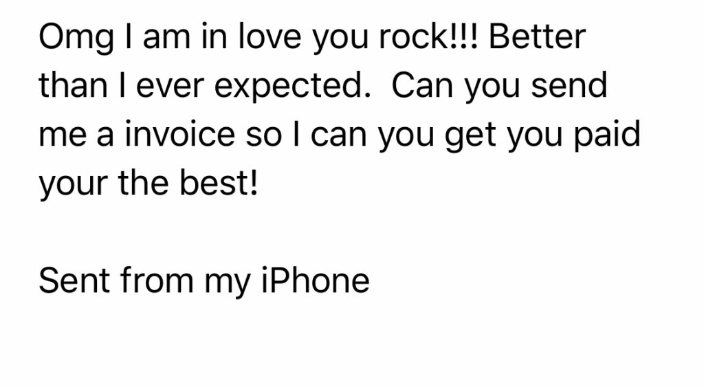 Receiving this testimonial from the client was the most rewarding part of the project.