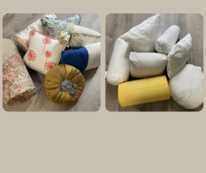 Pillow forms covered and uncovered.