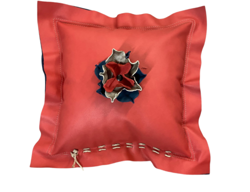 Leather Flanged Pillow with a Creative Snap Flower