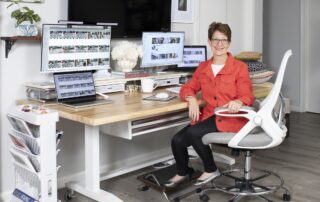 Donna at computer workspace.
